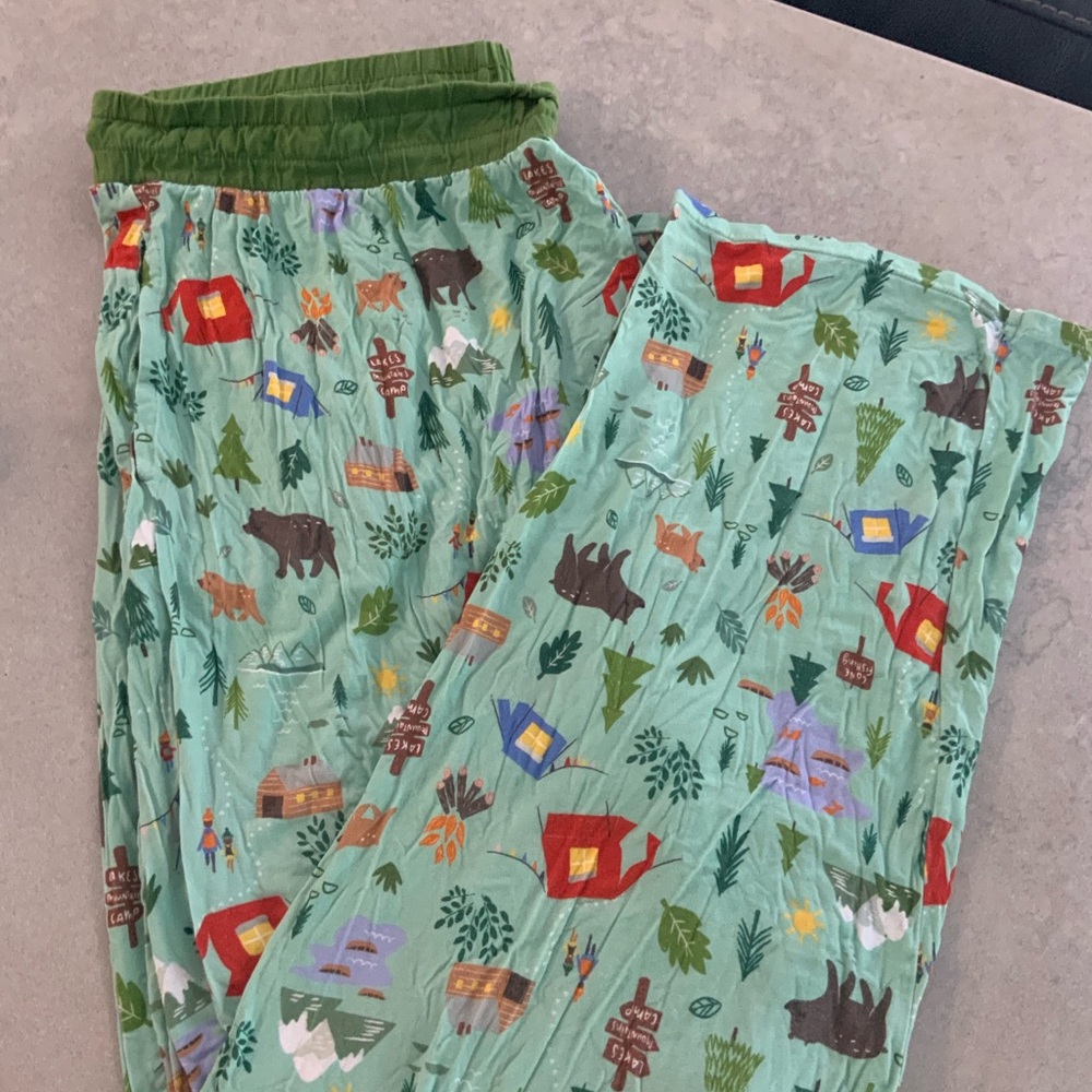 Little Sleepies Retired Happy Campers print Pajamas - Green and Red